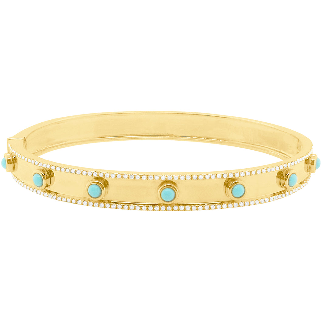 14K GOLD DIAMOND TURQUOISE MIKA BANGLE