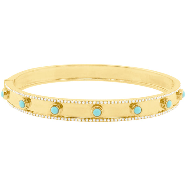 14K GOLD DIAMOND TURQUOISE MIKA BANGLE