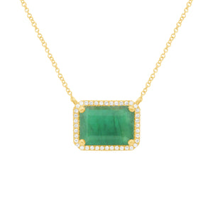 14K GOLD DIAMOND EMERALD CINDY NECKLACE