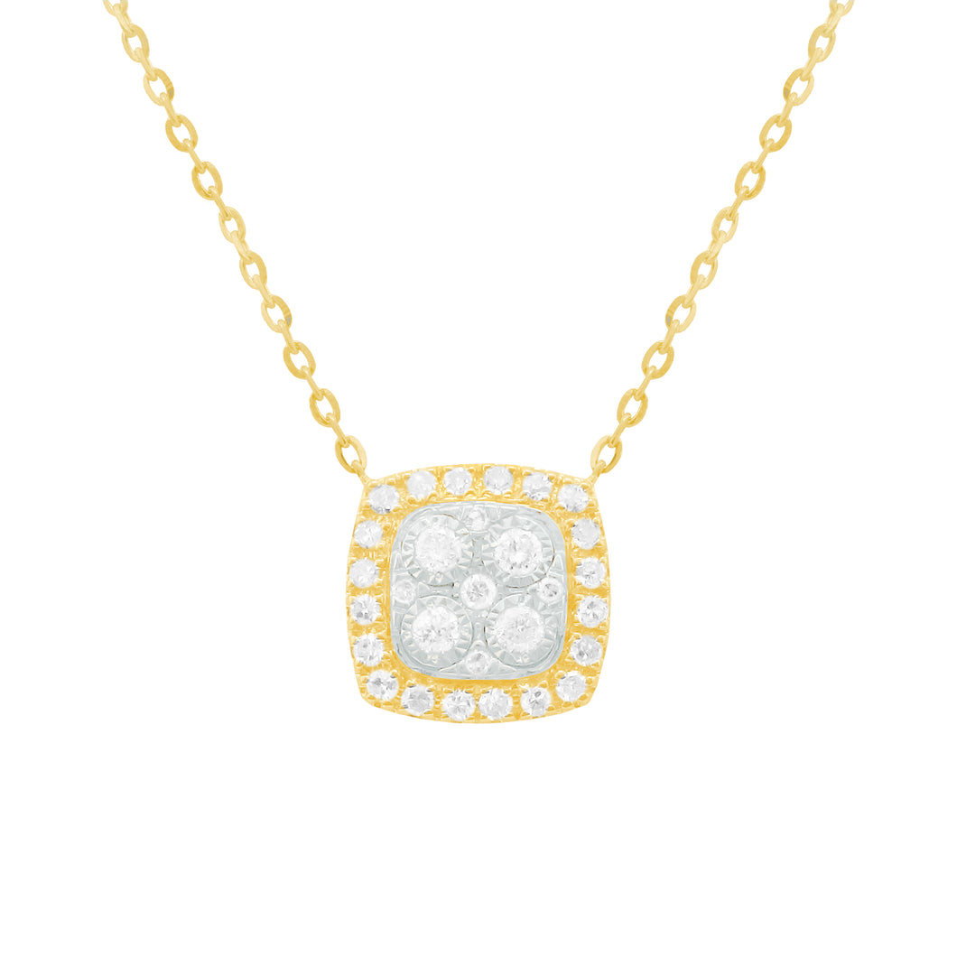 14K GOLD DIAMOND BRENNA CUSHION NECKLACE