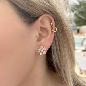 14K GOLD DIAMOND FARRAH FLOWER EARRINGS