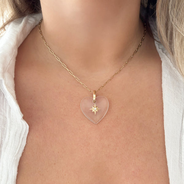 14K GOLD DIAMOND FLOURITE  KYLIE HEART CHARM