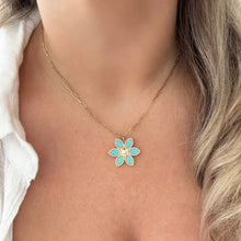 14K GOLD DIAMOND TURQUOISE FLOWER CHARM