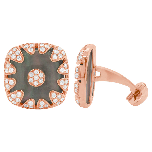 14K GOLD DIAMOND BLACK MOTHER OF PEARL ETHAN CUFFLINKS