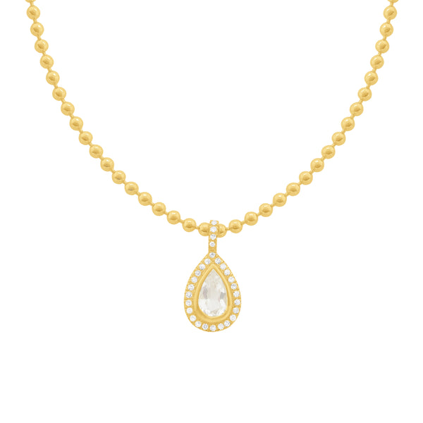 14K GOLD DIAMOND WHITE TOPAZ CAMI NECKLACE