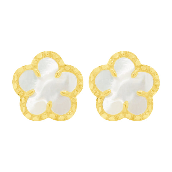 14K GOLD MOTHER OF PEARL ISABELLA FLOWER STUDS