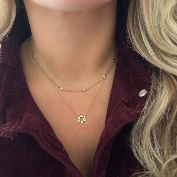 14K GOLD DIAMOND RONIT STAR OF DAVID NECKLACE