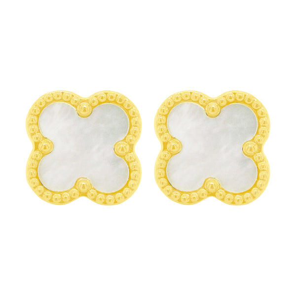 14K GOLD MOTHER OF PEARL CLARA CLOVER STUDS