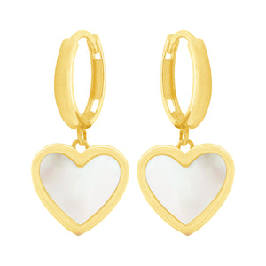 14K GOLD MOTHER OF PEARL BRYNN HEART EARRINGS