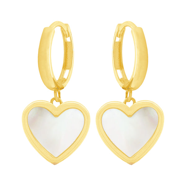 14K GOLD MOTHER OF PEARL BRYNN HEART EARRINGS