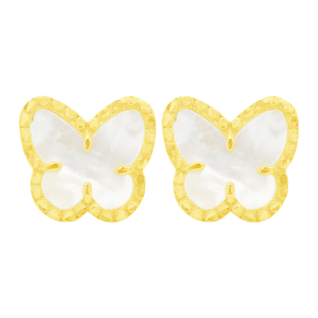 14K GOLD MOTHER OF PEARL FIONA BUTTERFLY STUDS