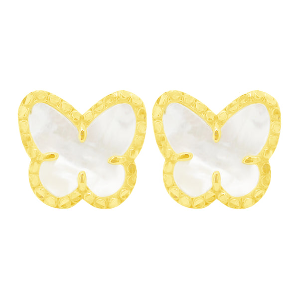 14K GOLD MOTHER OF PEARL FIONA BUTTERFLY STUDS