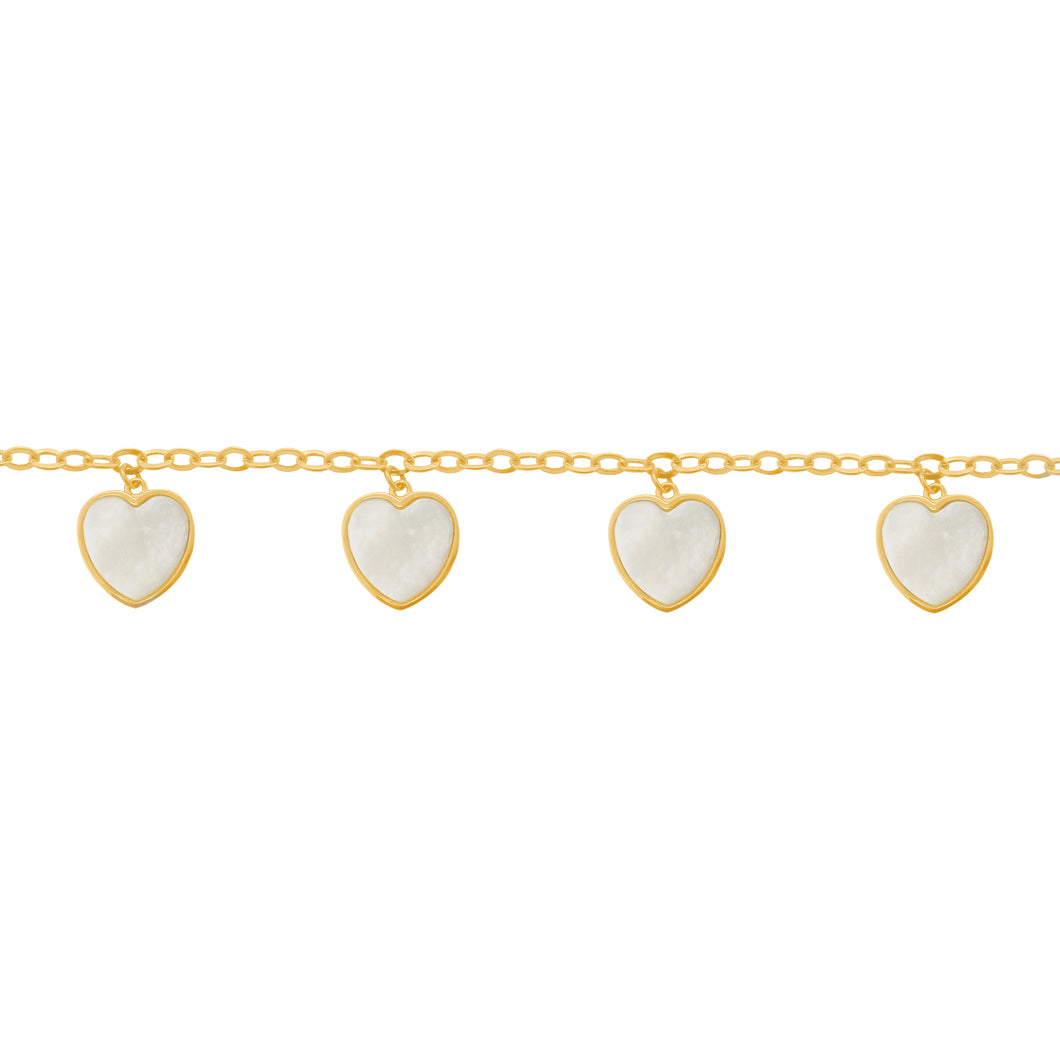 14K GOLD MOTHER OF PEARL ISABELLA HEART BRACELET