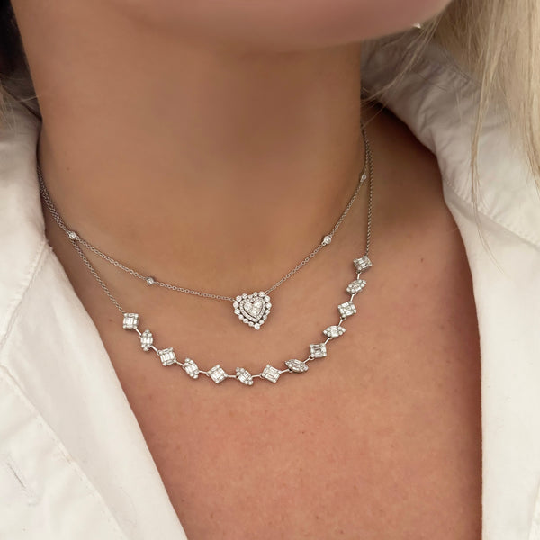 14K GOLD DIAMOND RISA HEART NECKLACE