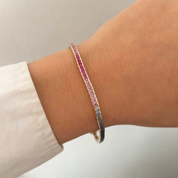 14K GOLD MULTICOLOR SAPPHIRE MAYA TENNIS BRACELET