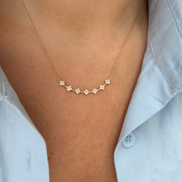 14K GOLD DIAMOND CINDY CLOVER NECKLACE