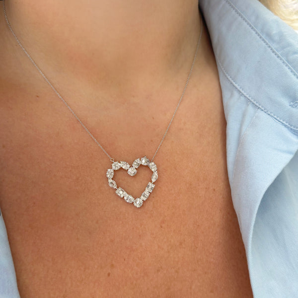 14K GOLD DIAMOND RIVA HEART NECKLACE