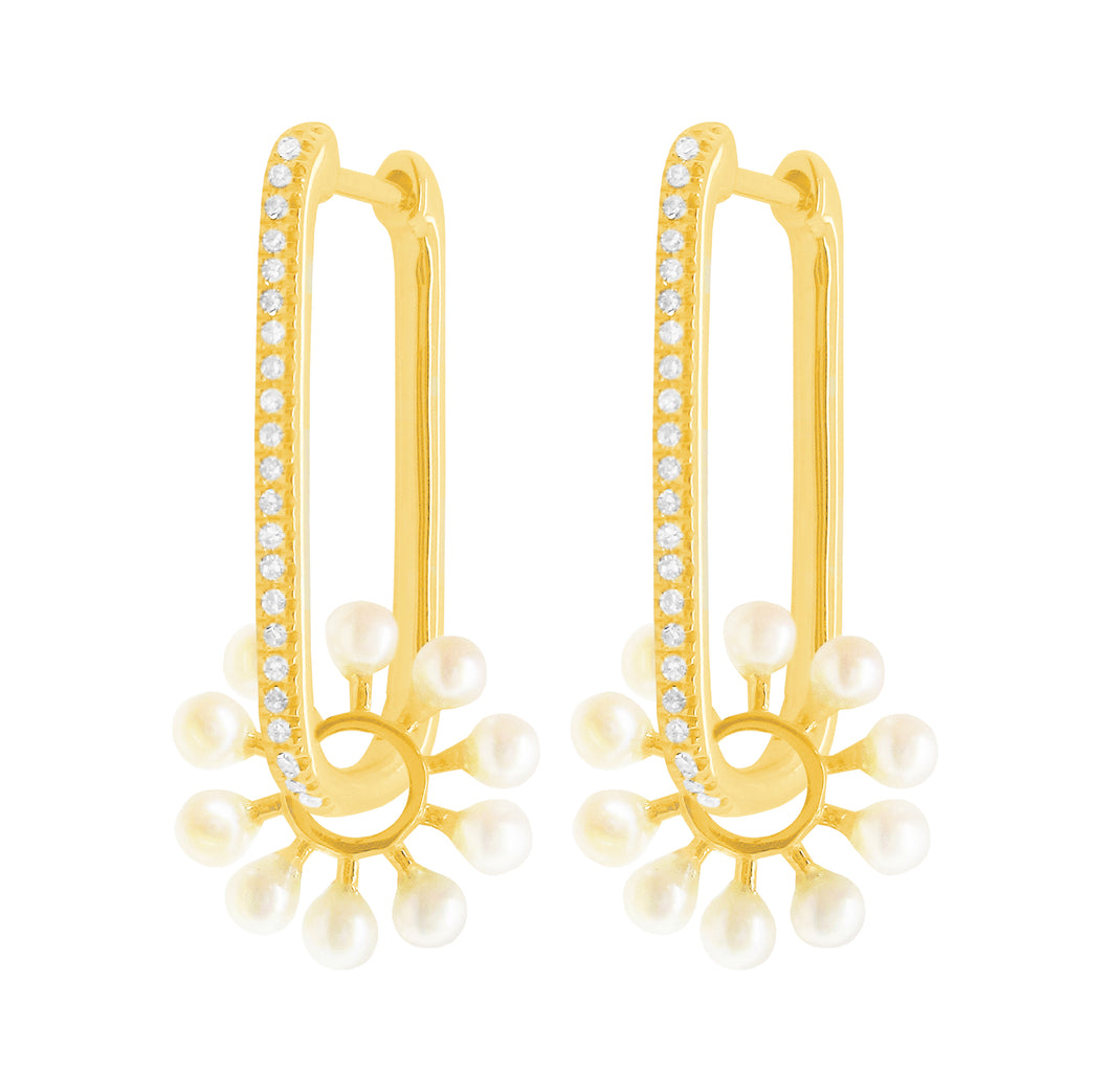 14K GOLD DIAMOND PEARL CASSIE EARRINGS