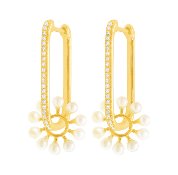 14K GOLD DIAMOND PEARL CASSIE EARRINGS