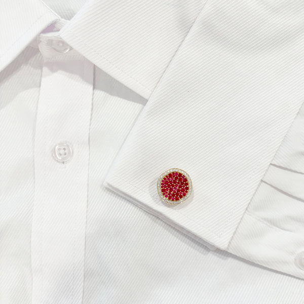 14K GOLD DIAMOND RUBY TOBIAS CUFFLINKS