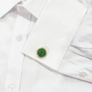 14K GOLD DIAMOND EMERALD TOBIAS CUFFLINKS