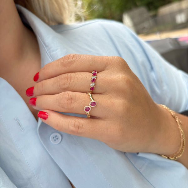 14K GOLD DIAMOND RUBY SELENA RING