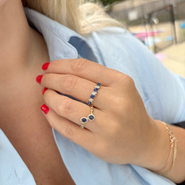 14K GOLD DIAMOND SAPPHIRE SELENA RING