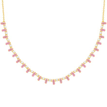 14K GOLD DIAMOND PINK SAPPHIRE KENNEDY NECKLACE