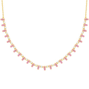 14K GOLD DIAMOND PINK SAPPHIRE KENNEDY NECKLACE