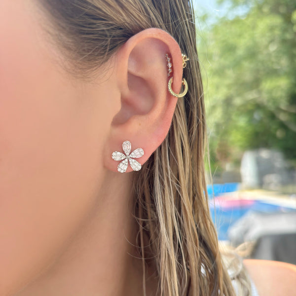 14K GOLD DIAMOND LARGE MARISSA FLOWER STUDS