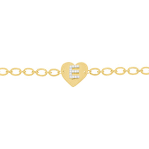 14K GOLD DIAMOND INITIAL HEART BRACELET