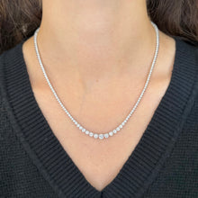 14K GOLD 7.03 CT NATURAL DIAMOND GRADUATED TENNIS NECKLACE