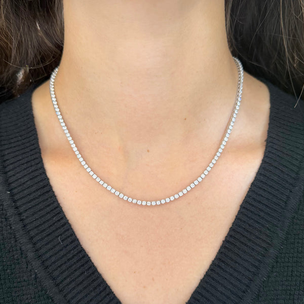 14K GOLD 7.68 CT NATURAL DIAMOND TENNIS NECKLACE