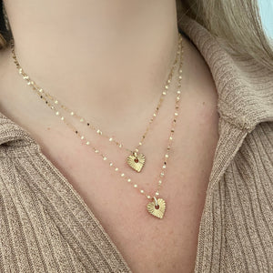 14K GOLD DIAMOND LULU HEART NECKLACE