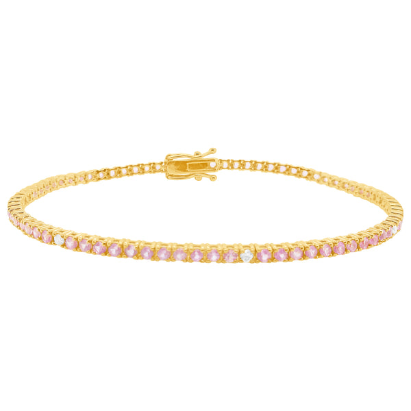 14K GOLD DIAMOND PINK SAPPHIRE ELLIE TENNIS BRACELET