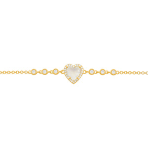 14K GOLD DIAMOND MOONSTONE NINA HEART BRACELET