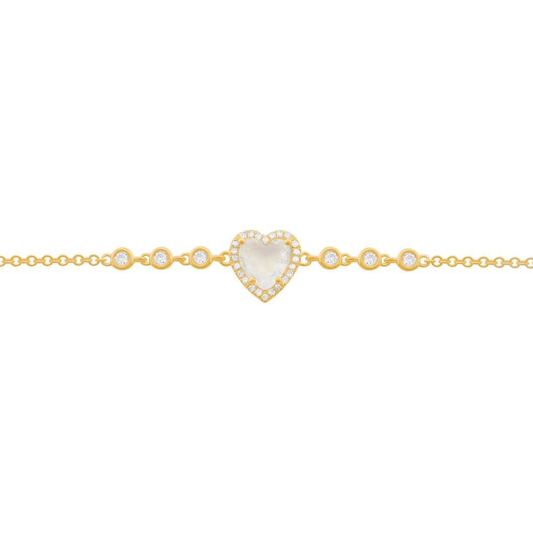 14K GOLD DIAMOND MOONSTONE NINA HEART BRACELET