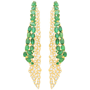 14K GOLD DIAMOND EMERALD CORA EARRINGS