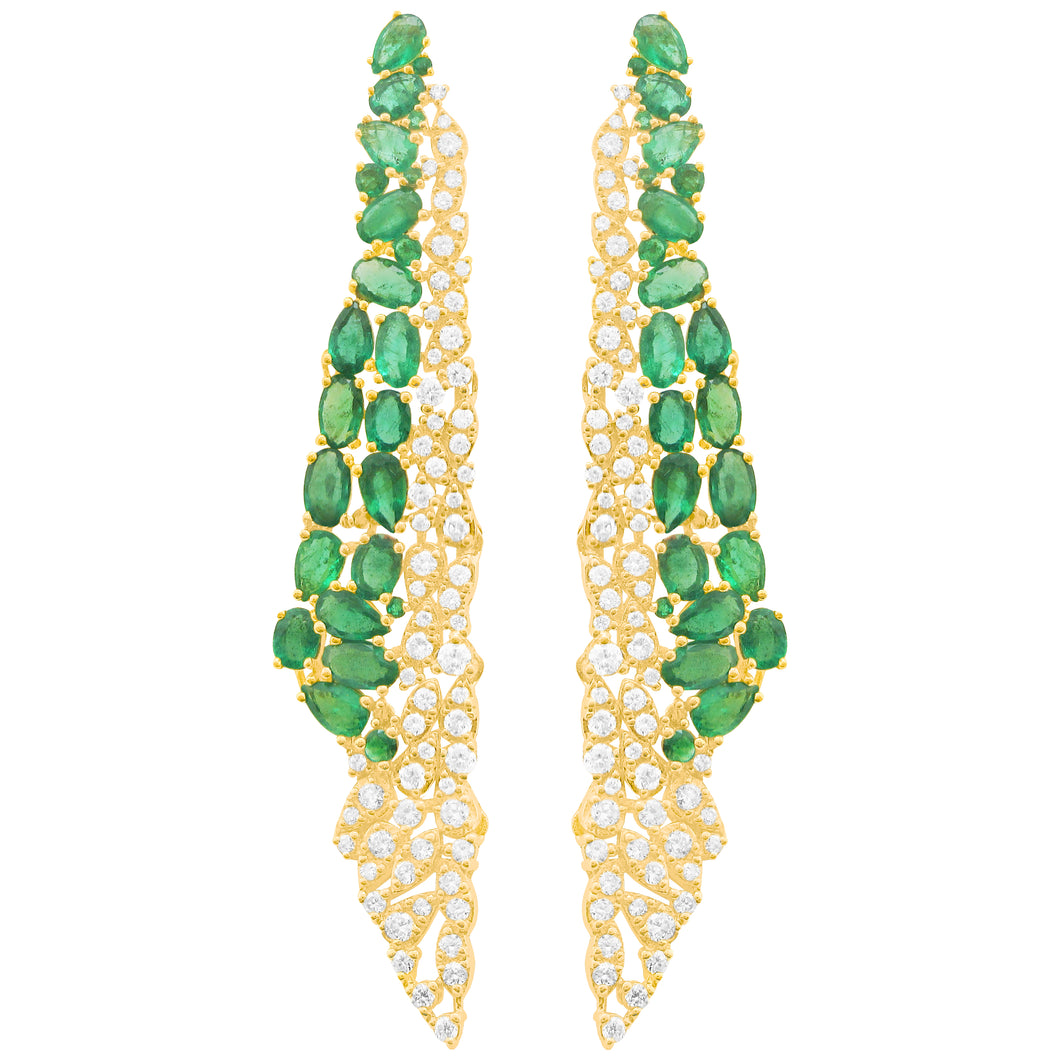 14K GOLD DIAMOND EMERALD CORA EARRINGS