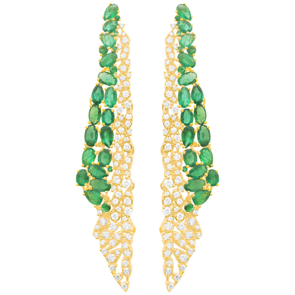 14K GOLD DIAMOND EMERALD CORA EARRINGS