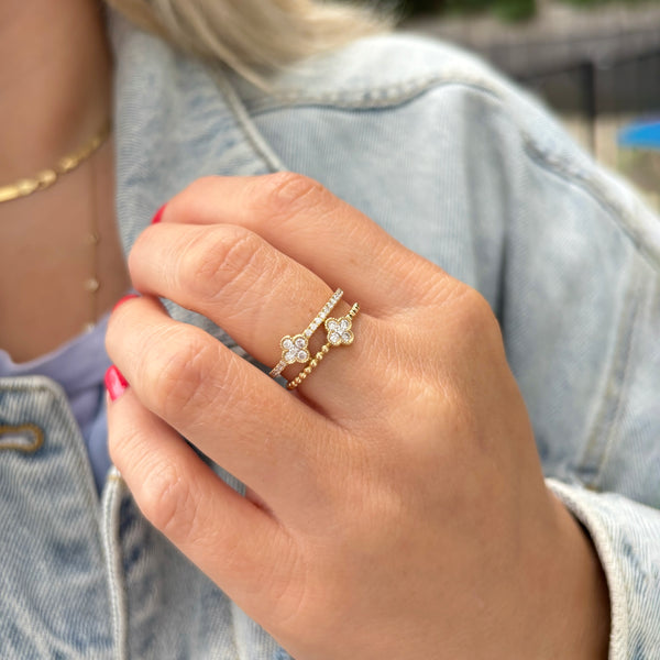 14K GOLD DIAMOND JANELLE CLOVER RING