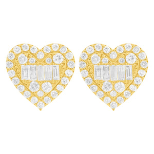 14K GOLD DIAMOND MEG HEART STUDS