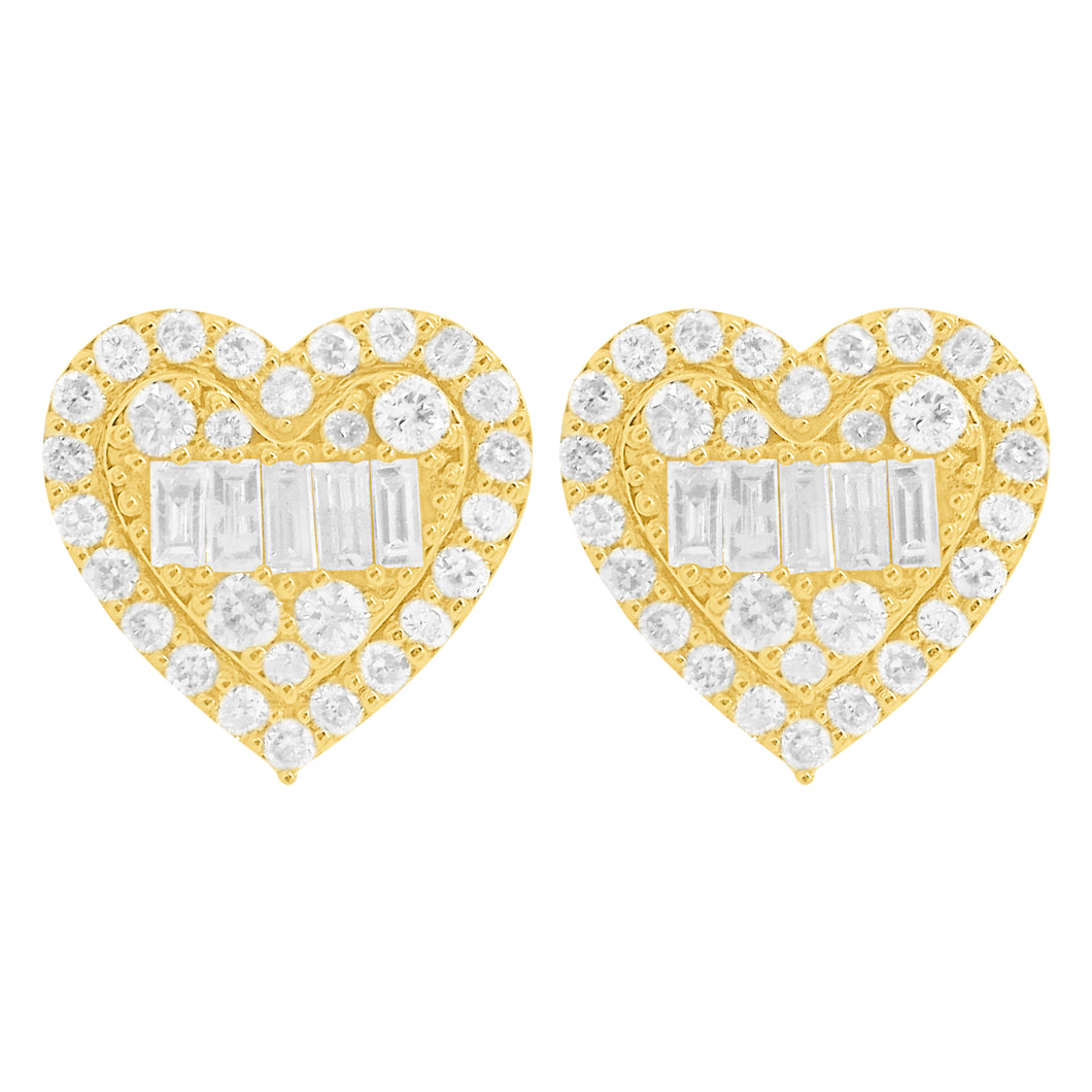 14K GOLD DIAMOND MEG HEART STUDS