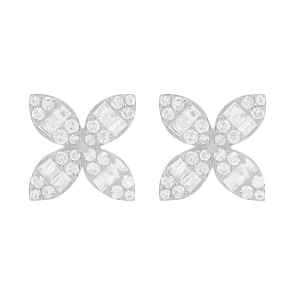 14K GOLD DIAMOND JENNY FLOWER STUDS