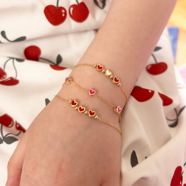 14K GOLD RUTHIE PINK HEART BABY BRACELET