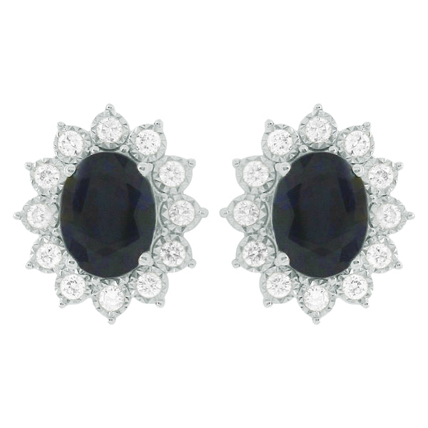 14K GOLD DIAMOND SAPPHIRE SOFIA STUDS