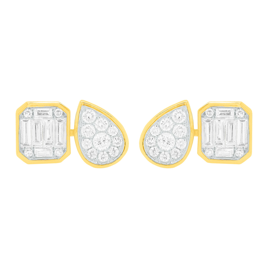 14K GOLD DIAMOND DELIA STUDS