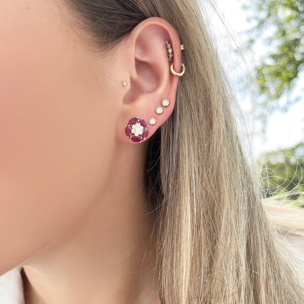 14K GOLD DIAMOND RUBY ELSA STUDS – Jen K Online