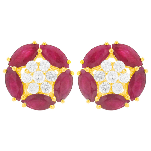 14K GOLD DIAMOND RUBY ELSA STUDS