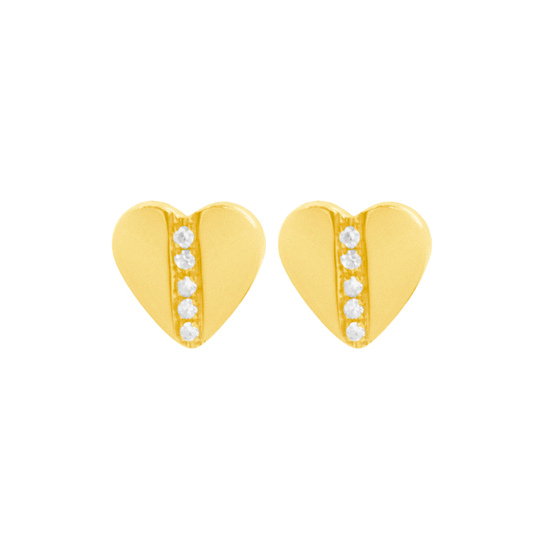 14K GOLD DIAMOND BRI HEART STUDS